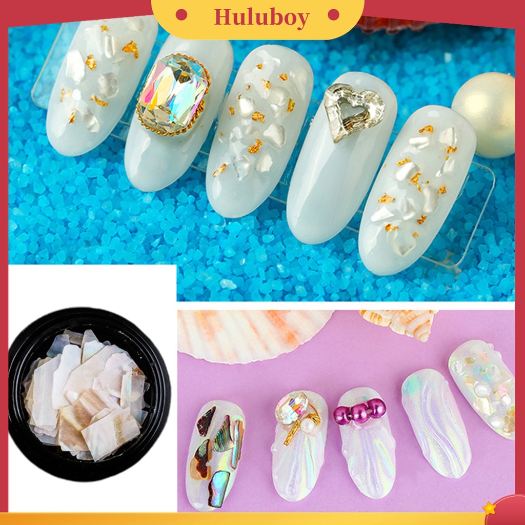 Huluboy Huluboy♡ 1 Kotak Irisan Kulit Kerang Alami Tidak Teratur Untuk Dekorasi Nail Art