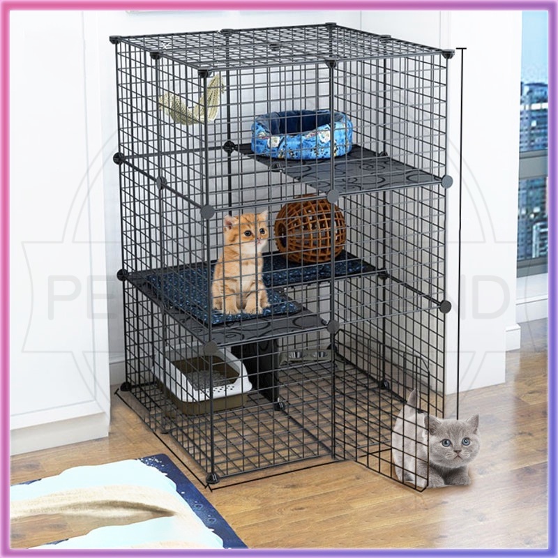 Kandang Kucing Kandang Anjing Kelinci tempat tidur Pet Cage Pagar Besi DIY Kandang Hewan Peliharaan-6
