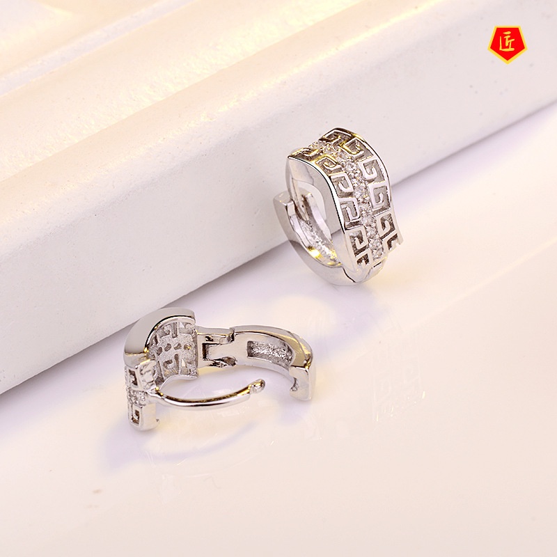 [Ready Stock]Fashion Creative Silver Single Row Diamond Earrings