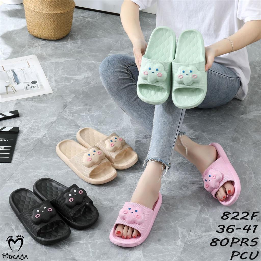 Sandal Slop Jelly Karet Wanita Ban Awan Cloud 3D Timbul Super Lucu Cantik Kekinian Import Mokaya / Size 36-41 (822F)