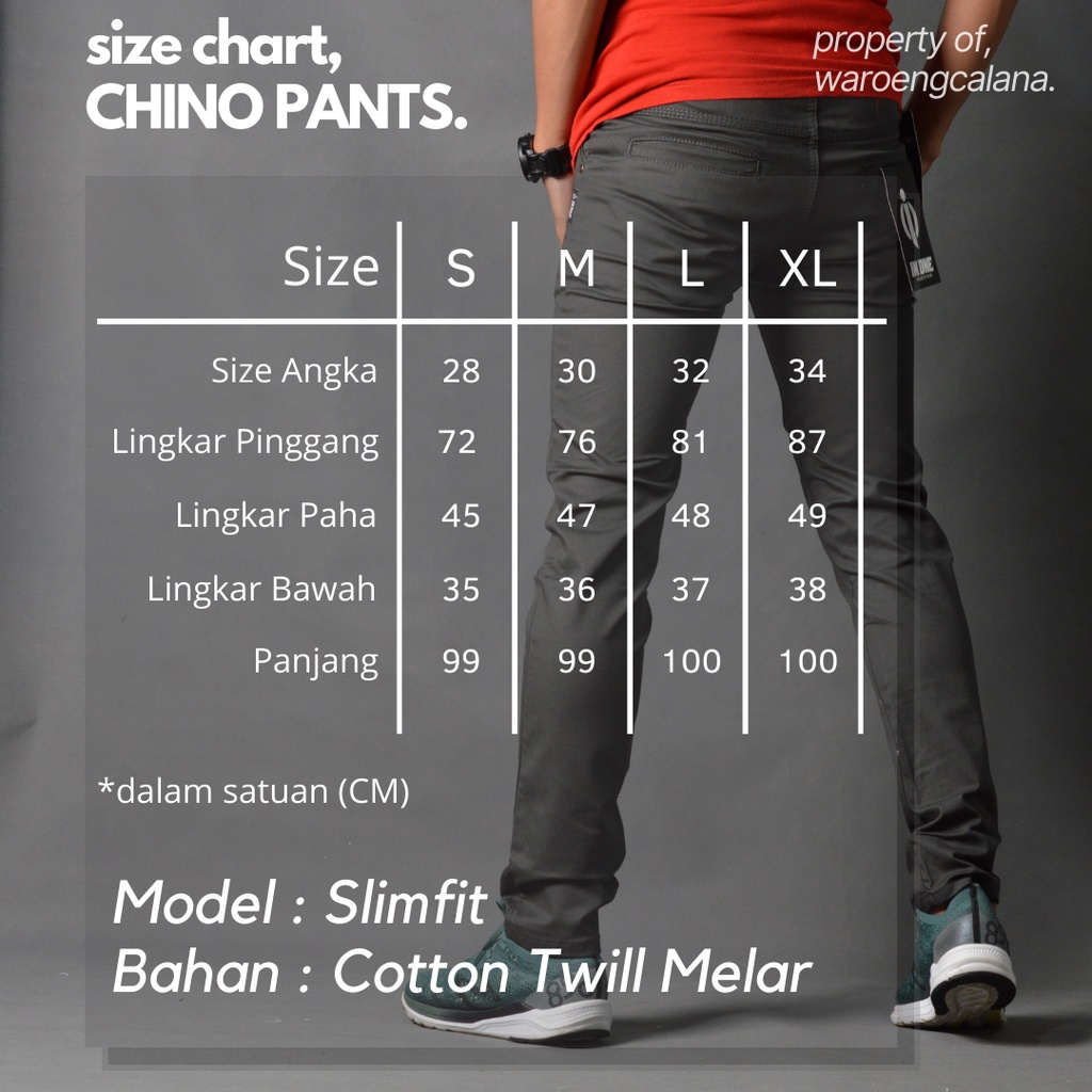 Celana Chinos Kain Chino Panjang Cowok Kerja Kantor Pria Slim Fit Original