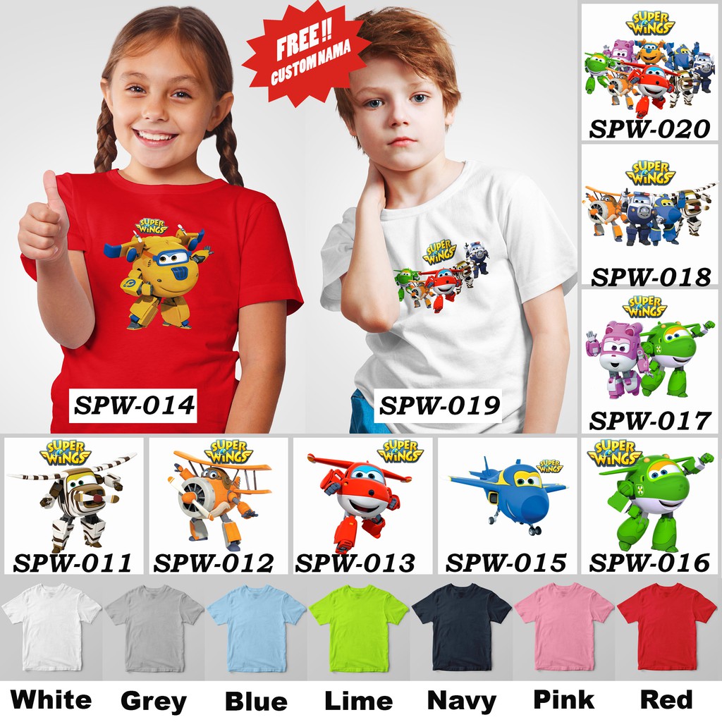 [FREE NAMA !!] Kaos Anak &amp; Family Super Wings 100% COTTON PREMIUM