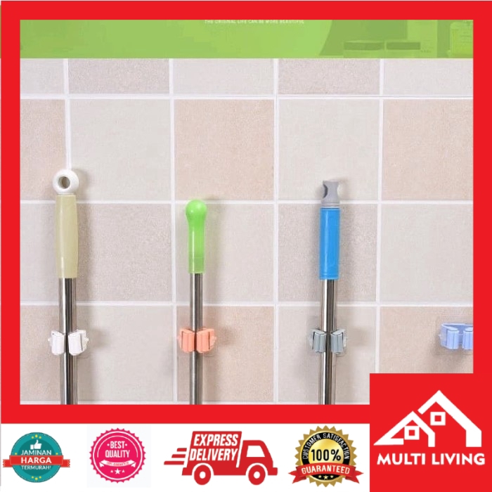 Wall Hanger Hook Klip Penjepit Gantungan Sapu Kain Pel Mop Broom