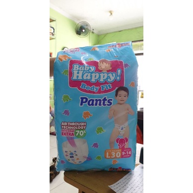Pampers/Popok Bayi Baby Happy Body Fit Pants Tipe Celana Ukuran L 30