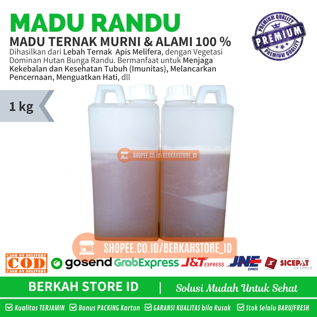 

[100% MURNI] 1KG MADU RANDU CURAH - Madu Apis Melifera - Madu Ternak Nektar Randu