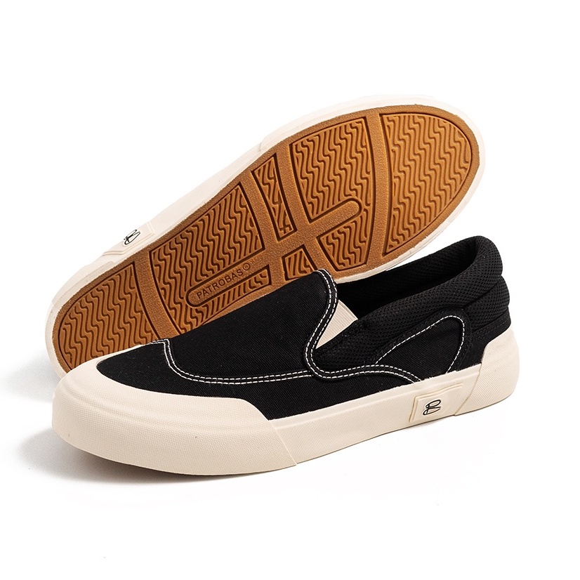 Patrobas Cloud Slip On Black White Original (FREE KAOS KAKI)