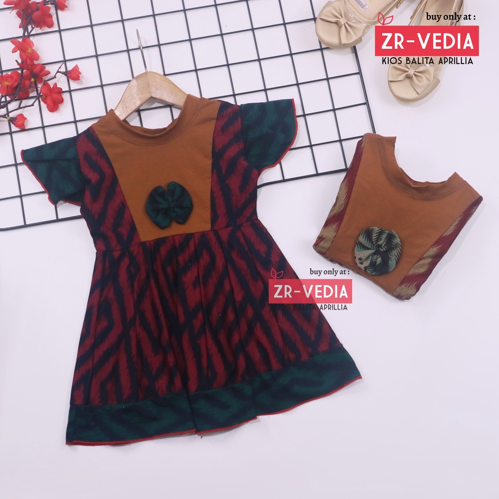 (BATIK) Dress Tania uk 6-18 Bulan / Dress Anak Perempuan Lengan Pendek Baby Brand Baju Pesta Murah