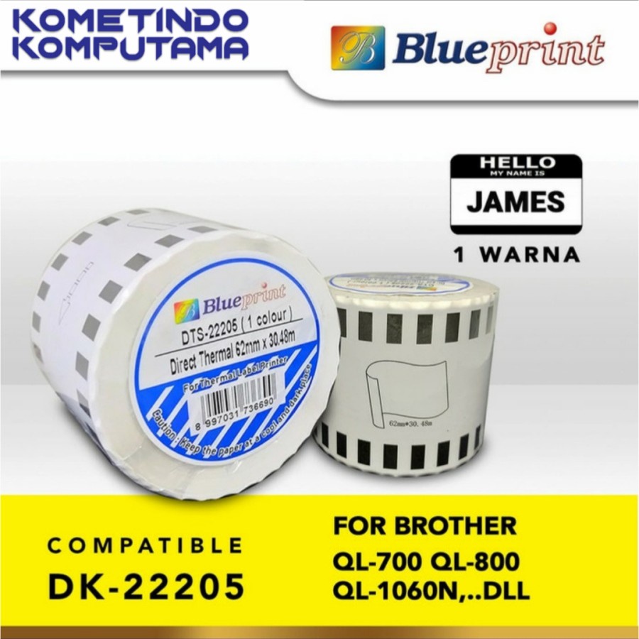 Label Barcode 22205 BLUEPRINT 62x30,48m Continuous Stiker Roll Brother