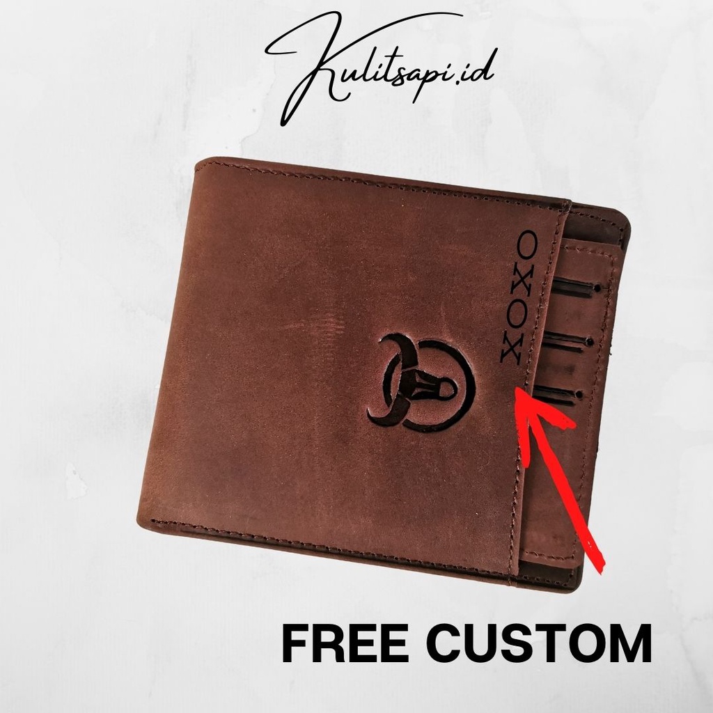 Dompet Kulit asli Pria Trend terbaru  custom Free Grafir nama