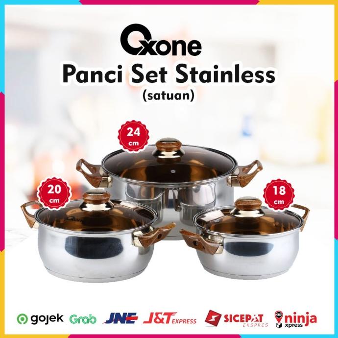 Panci Stainless Steel + Tutup Kaca Satuan Oxone OX-933P