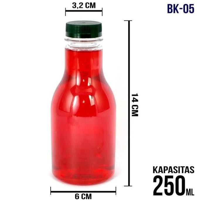 BOTOL PLASTIK PET TRANSPARAN TUTUP SEGEL LEMON 250 ML