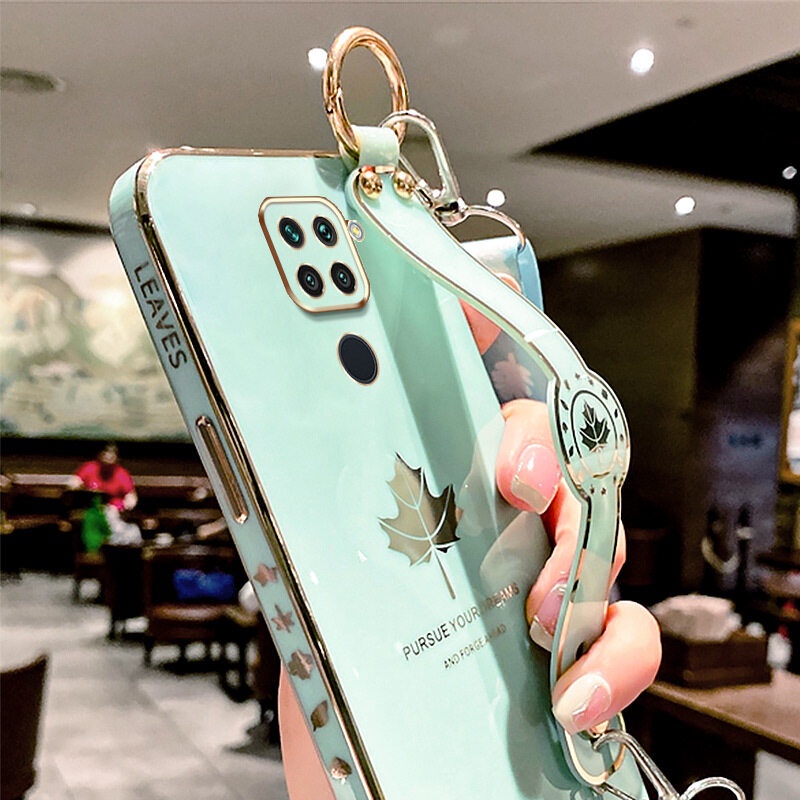 Case Motif Daun Maple Dengan lanyard Untuk Xiaomi Redmi Note 9 10X 4G