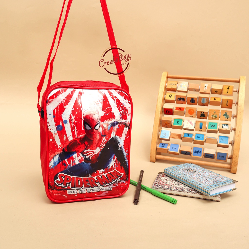 TAS SELEMPANG ANAK MUAT BUKU IQRO BATMEN CAPTEIN SPIDERMEN UNICORN FROZEN TAS ANAK TERMURAH PREMIUM