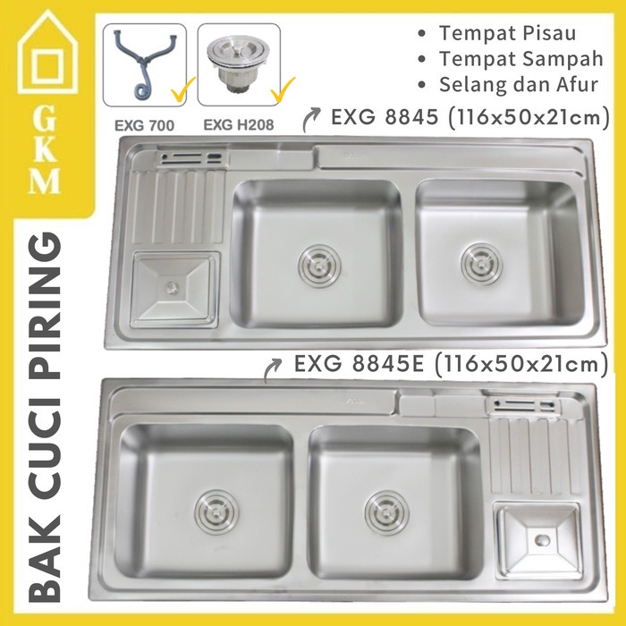 Wastafel - Eixo Globa Bak Cuci Piring Dengan Tempat Sampah Dan Tempat Pisau Bagus