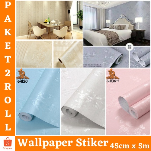 BAYAR DITEMPAT - TERMURAH PAKET Wallpaper 2ROLL ( BUY 1 GET 1 ) Stiker Dinding Motif Dan Karakter Premium Quality MOTIF ELEGANT GH129/GH130/GH130-1