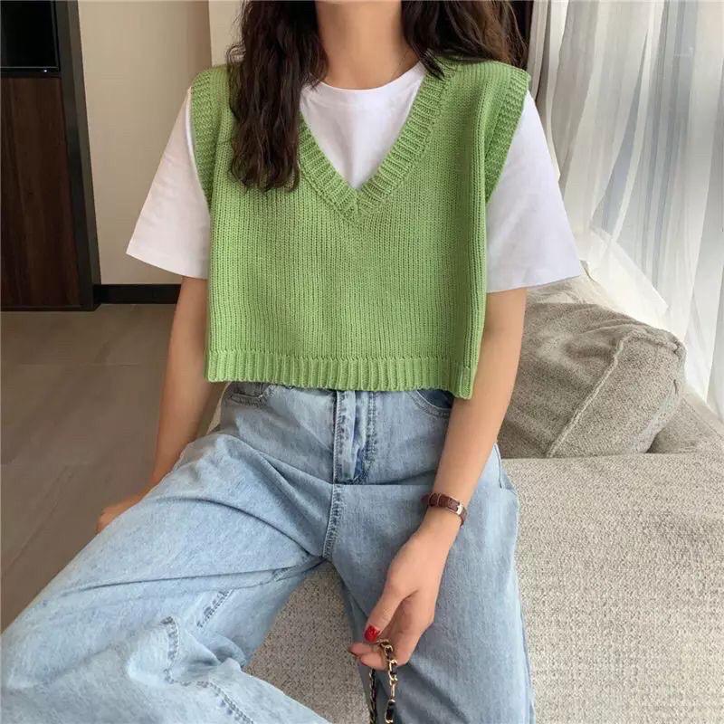 Belleza outlet baju rajut Cardigan rajut atasan wanita  rompi vest Crop