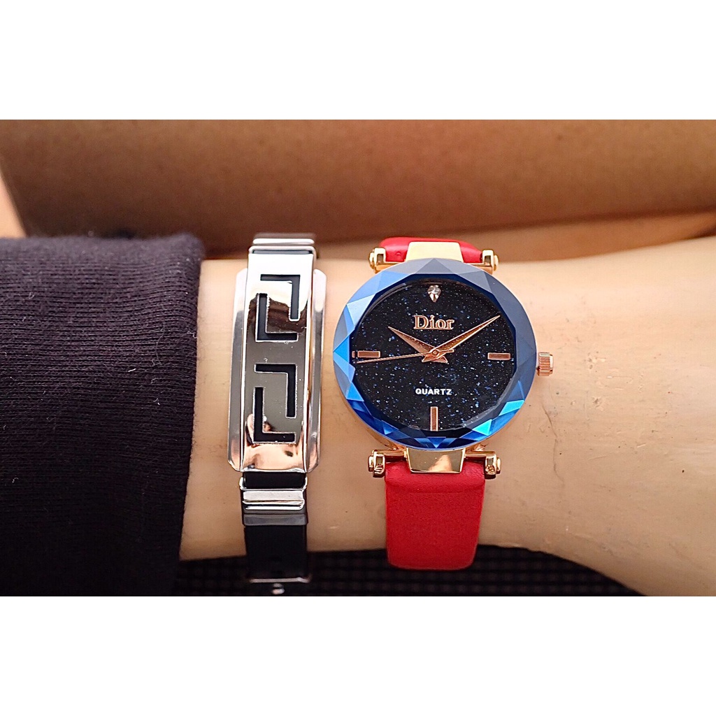 PROMO TERBATAS JAM TANGAN FASION WANITA BONUS GELANG CEWE-MERAH