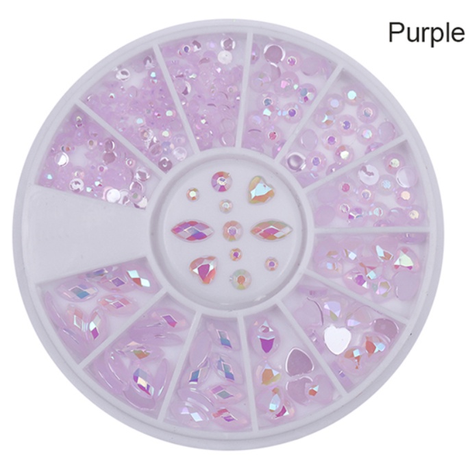 Mix Shape Rhinestone Rhombus Love Wheel Hiasan Nail Art Henna Kuku Palsu