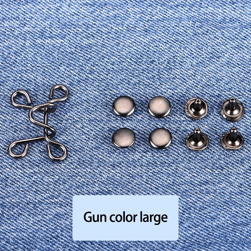 Kancing Jeans Kait Pengecil celana jeans Lingkar Pinggang Kancing Celana Jeans Adjustable Model Dilepas/Pinggang Kancing Yang Bisa Dilepas Bisa Mengurangi Lingkar-Won-16#Gun-Color-L