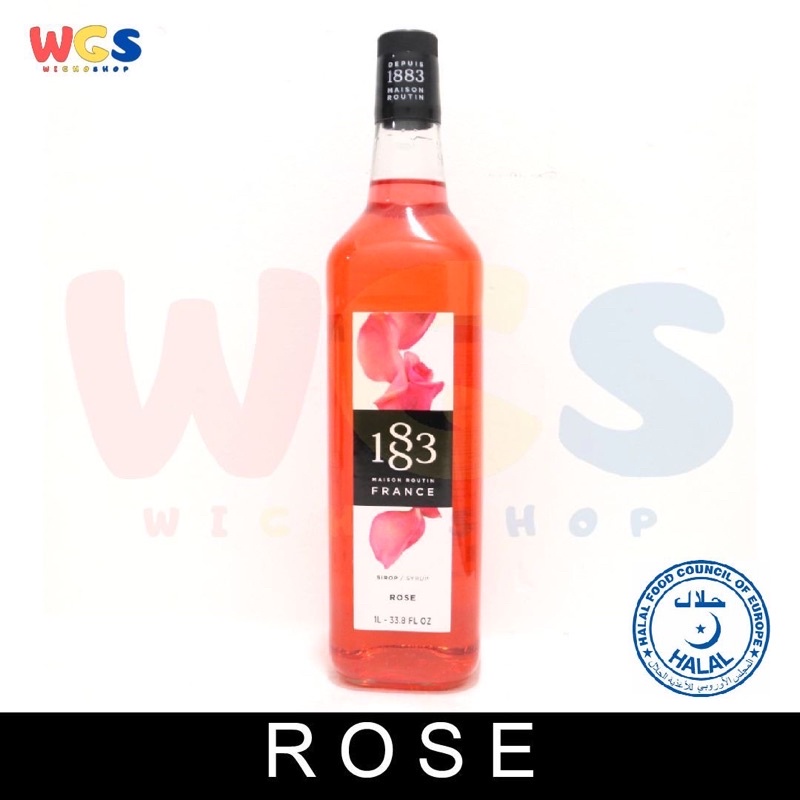Syrup 1883 Maison Routin France Rose Flavored 33.8 fl oz 1ltr