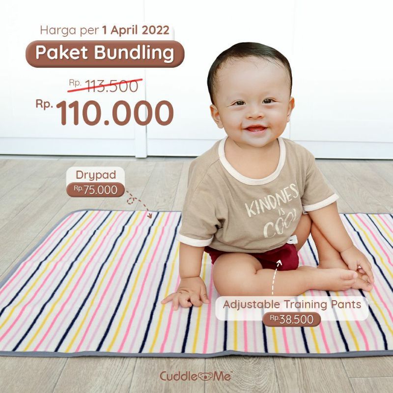 (PROMO) Paket Hemat Drypad + Training Pant CuddleMe | Perlak set ATP adjustable training pant