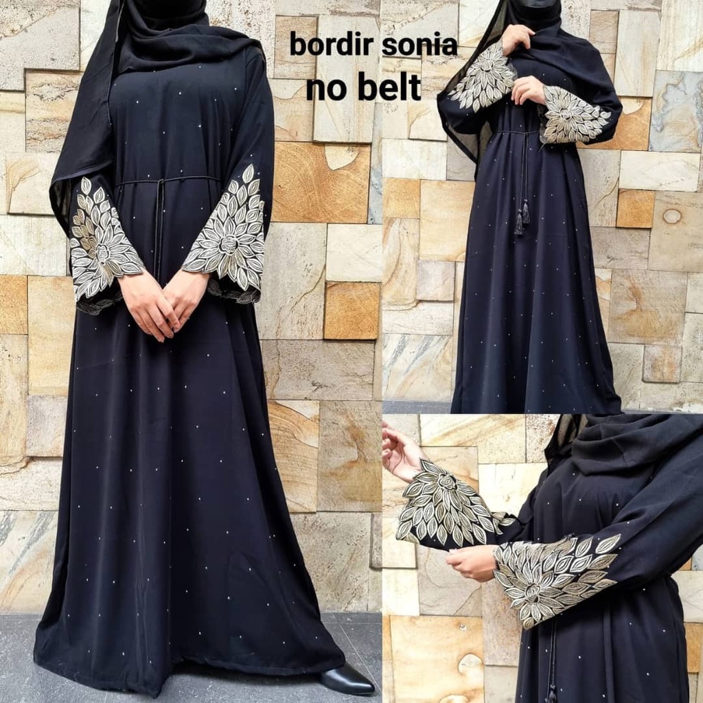 gamis abaya hitam sonia arabian turki dubai busana muslim