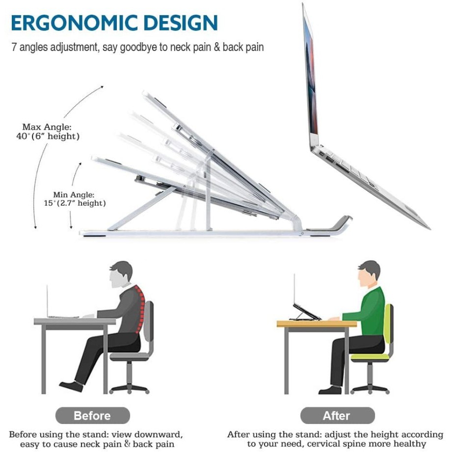 Laptop Stand Lipat Notebook Holder Adjust Height Tinggi 7 Level Besi