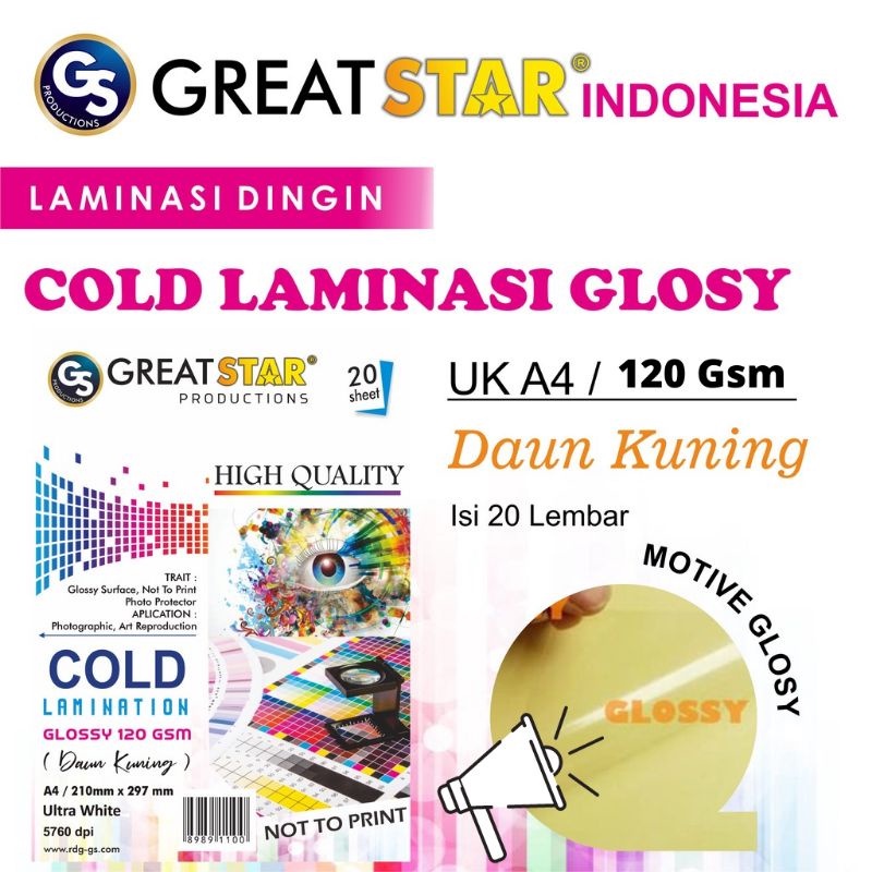 

COLD LAMINATION UK A4/120 gsm/20 (DAUN KUNING)