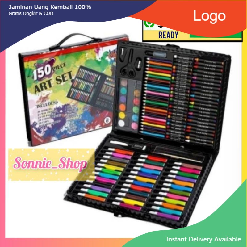 

Momo_shop88 SET ALAT MEWARNAI isi 150pcs CRAYON PENSIL WARNA CAT AIR DLL
