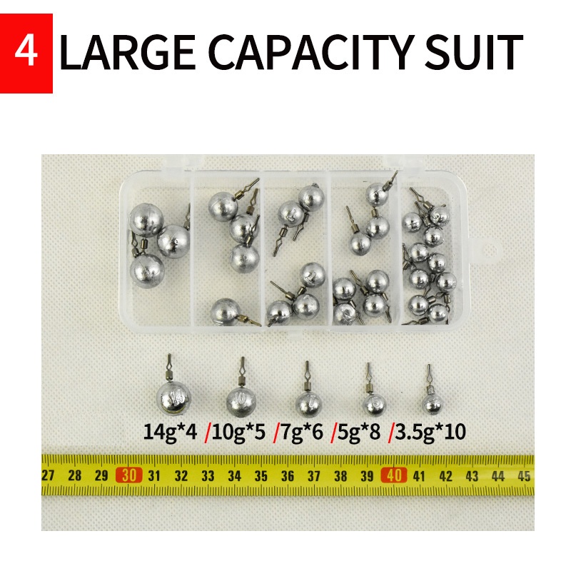 33Pcs/box 3.5G 5G 7G 10G 14G Fishing Weight Sinkers for Drop Shot Fishing Tackle Accessories