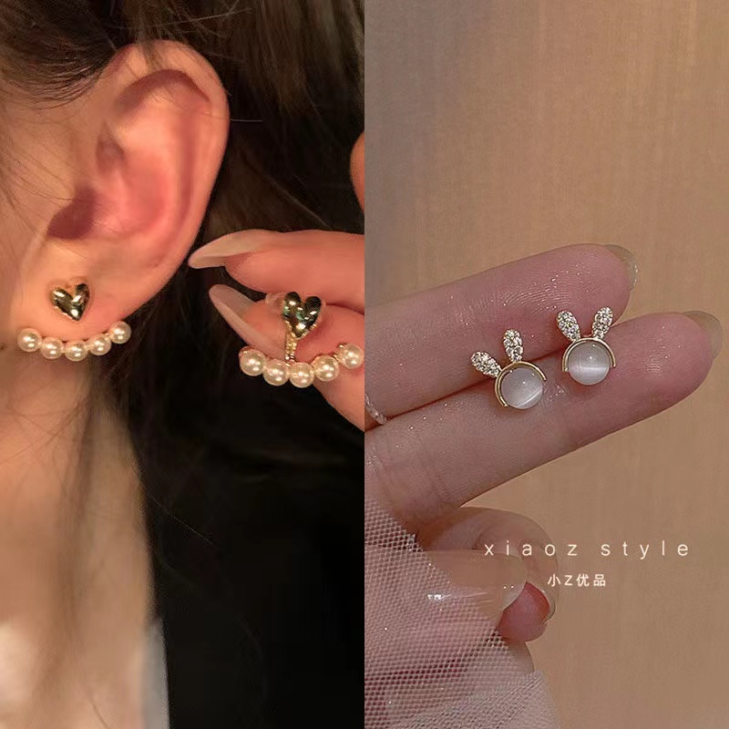 IFYOU Anting Stud Bentuk Hati Aksen Mutiara Warna Emas Gaya Korea Untuk Wanita