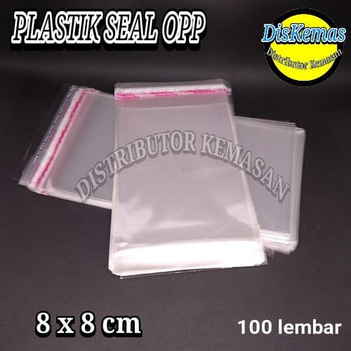 

KEMASAN PLASTIK OPP SEAL LEM PEREKAT KEMASAN SNACK SOUVENIR 8x8 cm
