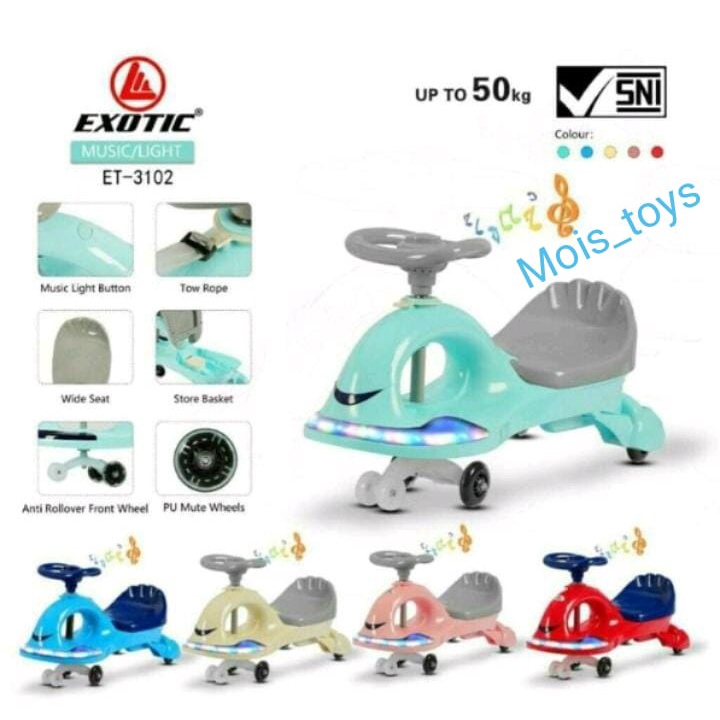 Mainan Anak Swing Car Exotic model ET 3101, ET 3102, ET 3104 dan ET 2013