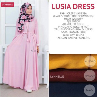 Murah Gamis Lusia Dress Ori Lynnelle Longdress Maxi Crepe Vanessa