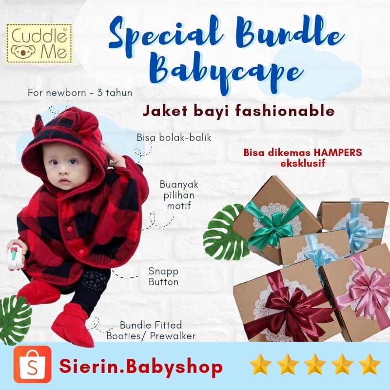 HAMPERS PAKET KADO babycape fitted booties prewalker jaket bolak balik boot kaos kaki Bayi CuddleMe