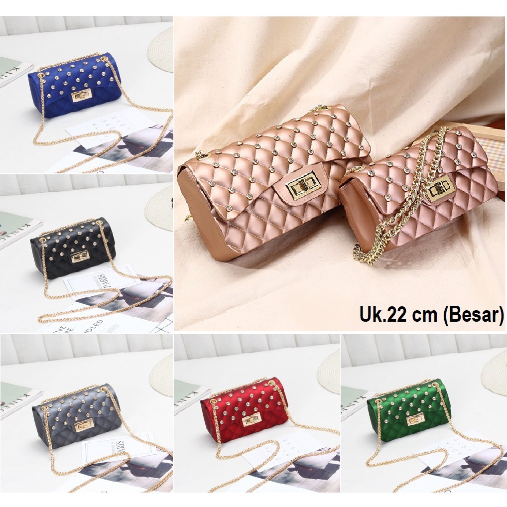 Promo PESTA DISKON HARI INI FYGALERY FYG 1098 TAS JELLY MATTE MAXI DIAMOND BESAR UKURAN 22 CM TAS