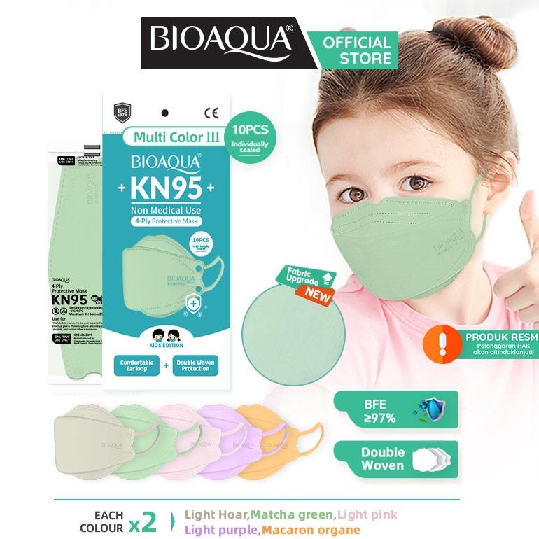 BIOAQUA DISPOSABLE MASK EVO ANAK MOTIF N95 KN95 BFE 95% MASKER KESEHATAN WAJAH KIDS 4PLY 10PCS