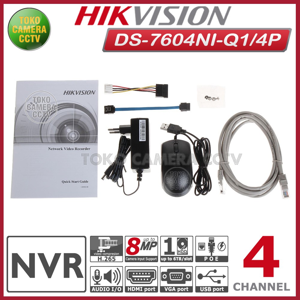 NVR HIKVISION 4 CHANNEL DS-7604NI-Q1-4P POE