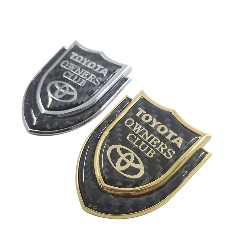 1pc Stiker Emblem Logo TOYOTA Owners Club Bahan Metal Carbon Fiber Untuk Dekorasi Mobil