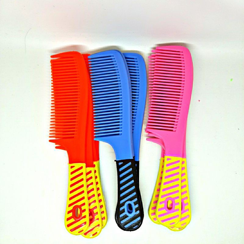 Sisir warna cantik gagang bergaris grosir (12pcs)