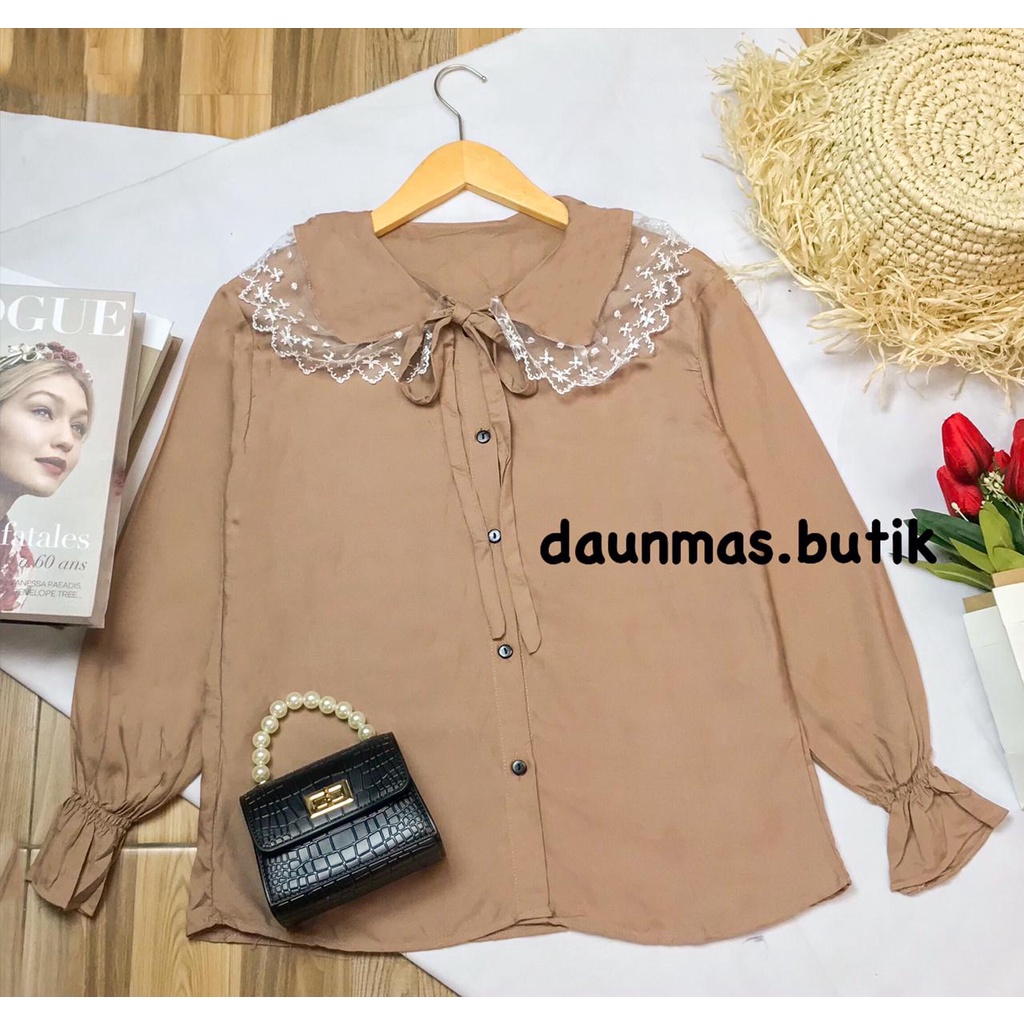 1KG MUAT 5PCS | PINKAN SHIRT TOP BLOUSE RENDA PREMIUM HITS OOTD SELEBGRAM FASHION GROSIR MURAH-PINKAN MOCCA