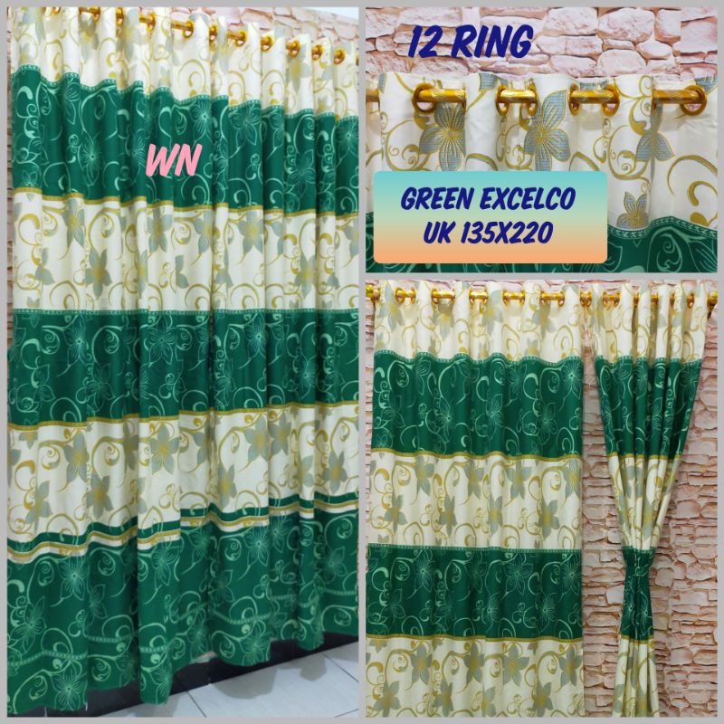 GRATIS POTONG PAJANG GORDEN!! Grosir Gorden Smokering Besar Murah 12 Ring Tirai Pintu uk 135x220cm