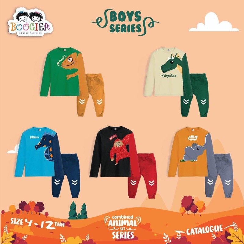 Setelan Boogiea Piyama Anak Unisex Animal Series (4-12th) nablfashion