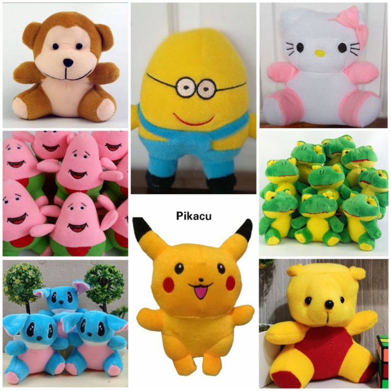 NEW boneka mini 15cm Teddy bear Minion panda pokemon doraemon