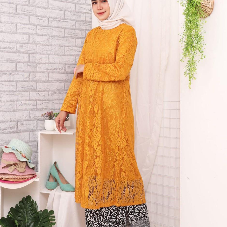 Keluaran Terbaru.. SET KEBAYA JUMBO 4L / TUNIK alziza BRUKAT / Kebaya Tunik Brukat Tulang Bordir Mew