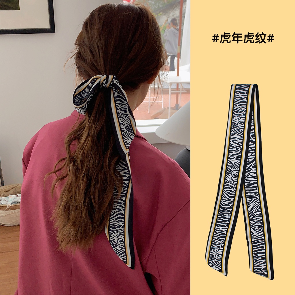 Syal Busur Simpul Vintage / Syal Wanita Bahan Sutra / Syal Untuk Ikat Rambut Wanita /Scraf Leher Kepala Rambut Bahan Sutra Immitation Style Korean