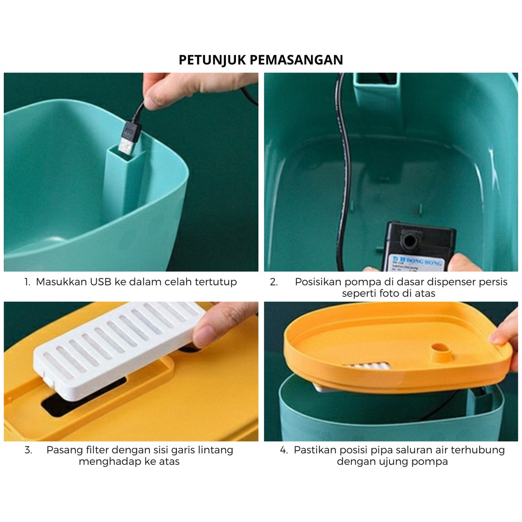 Pet Water Fountain + LED /Tempat Wadah Minum Air Mengalir/Air Mancur Hewan Kucing Anjing (Kapal)