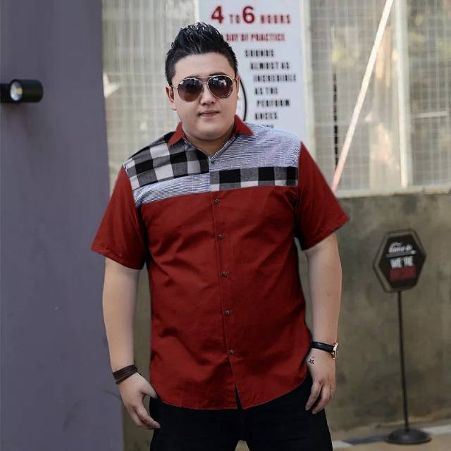 TOTOTAshop.kemeja pria jumbo DISCUS XXL &amp; 3XL,Bahan cotton super sonic premium,lengan pendek