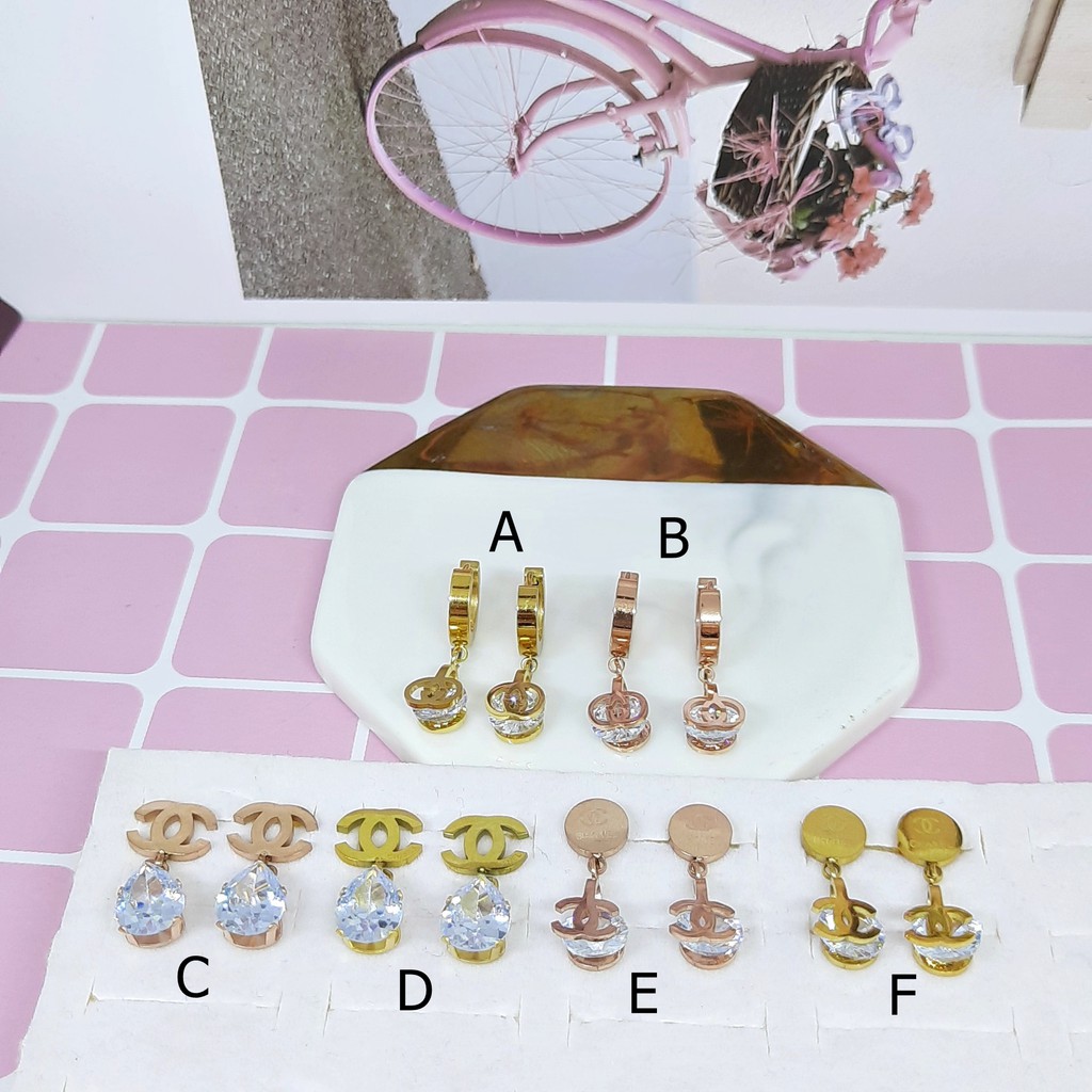 Anting Titanium Jepit Korea Brand Kdrama Rose Gold - BE371