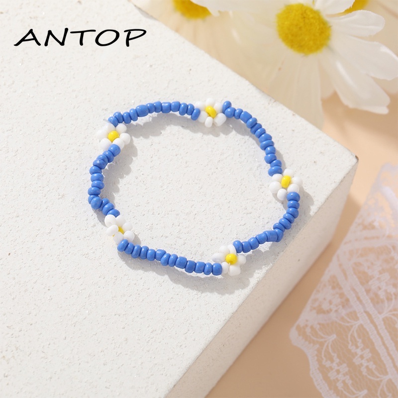 Fashion Tenunan Warna-warni Manik-manik Daisy Anklet / Gelang Beach Resort Style Accessories ANTOP